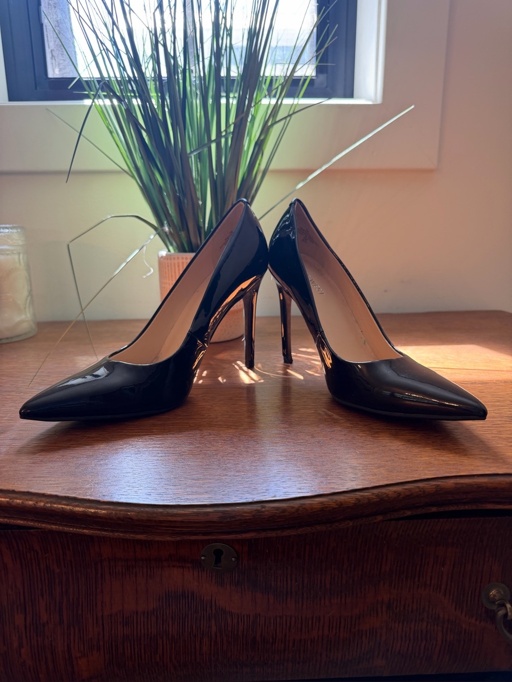 Nine West Black Patent Leather Stiletto Pumps 7